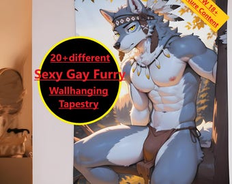 Harige homoseksuele vrouwen - 20 verschillende HD-wandtapijten - Sexy homoseksuele mannelijke antropomorfe vrouw - Wandtapijt, harige sprei - Cadeau voor furries