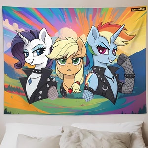 UHD Ścienny Ręcznik Furry Fantasy Gothic Zły Kucyk Tęczowy Rzadkość Cartoon Fursona Ścienny Gobelin Ścienny Dywan Narzuta Narzuta
