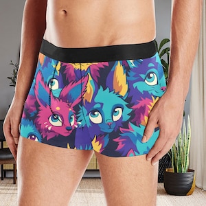 Men's Unisex Underwear Boxer Shorts Furry Fox Purple Blue Cute Canine Cartoon Fursona Sport All Over Print Boxer Briefs