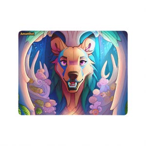 Tappetino per mouse da gioco PC personalizzato Orso peloso Cartone animato nativo blu marrone psicedelico
