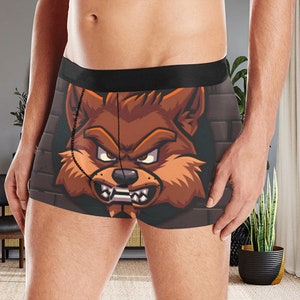 Men's Unisex Underwear Boxer Shorts Furry Cartoon Wolf Dog Yellow Cartoon Toony Sport All Over Print Boxer Briefs