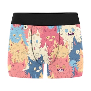 Boxer intimo corto Furry Crazy Cats Monster Sport Fursona SFW Boxer unisex con stampa all over