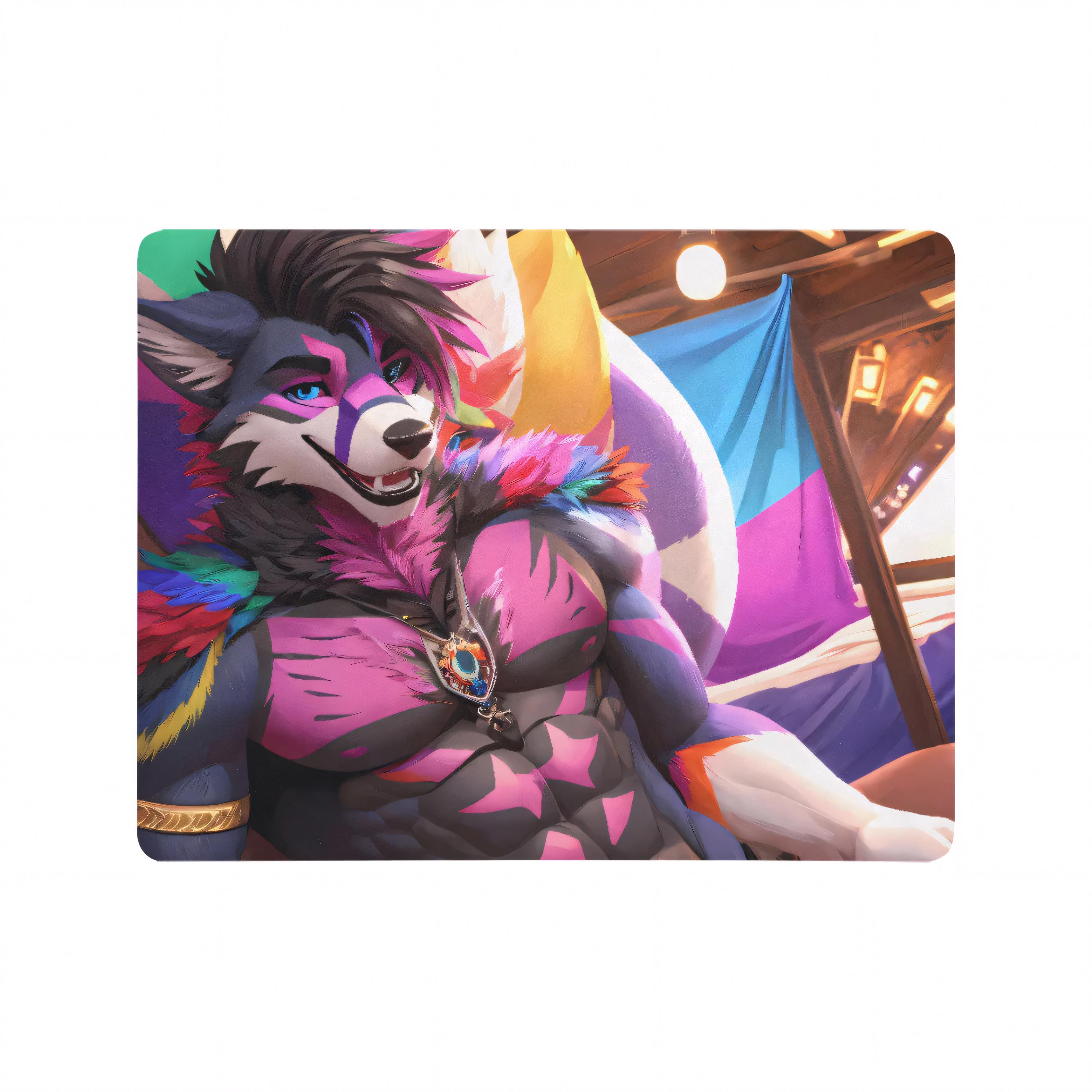Alfombrilla de ratón para juegos personalizable para PC, peludo, gay, sexy, peludo, masculino, orgullo, lobo morado
