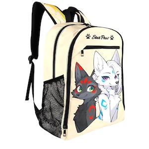 Furry Star Paw - Fuchs Füchsin Anthro Canine - Robuster Freizeit Rucksack mit Vielen Taschen in HD-Print - Geschenk für Furries