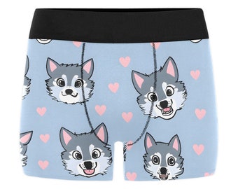 Ondergoed Boxershort Furry Crazy Wolf Fursona Blue Heart Canine Cartoon Sport Boxershort met all-over print