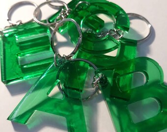 Verde, Claro, Llavero inicial, Alfabeto, ABC, Llavero de letras de resina, Muchas opciones, Accesorios, Bolsa, Bolso, Llaves