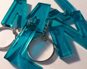 Azul, Claro, Llavero inicial, Alfabeto, ABC, Llavero de letras de resina, Muchas opciones, Accesorios, Bolsa, Bolso, Llaves