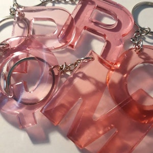 Pink, Clear, Initial Keychain, Alphabet, ABCs, Resin Letter Keychain, Many Options, Accessories, Bag, Purse, Keys