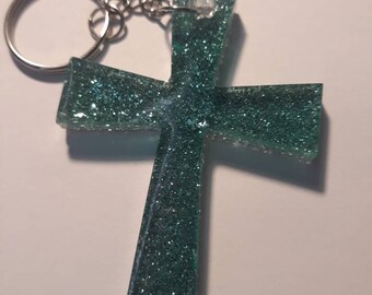 Llavero de cruz grande, muchas opciones de color, cristiano, religioso, Jesús, Pascua, resina, accesorios, bolso, bolso, llaves