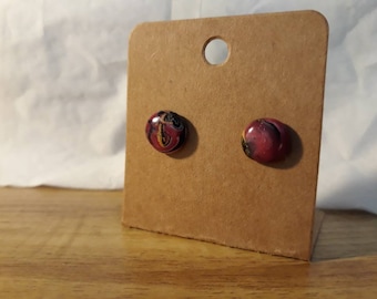 Diva Wax Drop Stud Pendientes, Hechos a mano, Rosa, Negro, Oro, Multicolor, Joyería, Accesorios