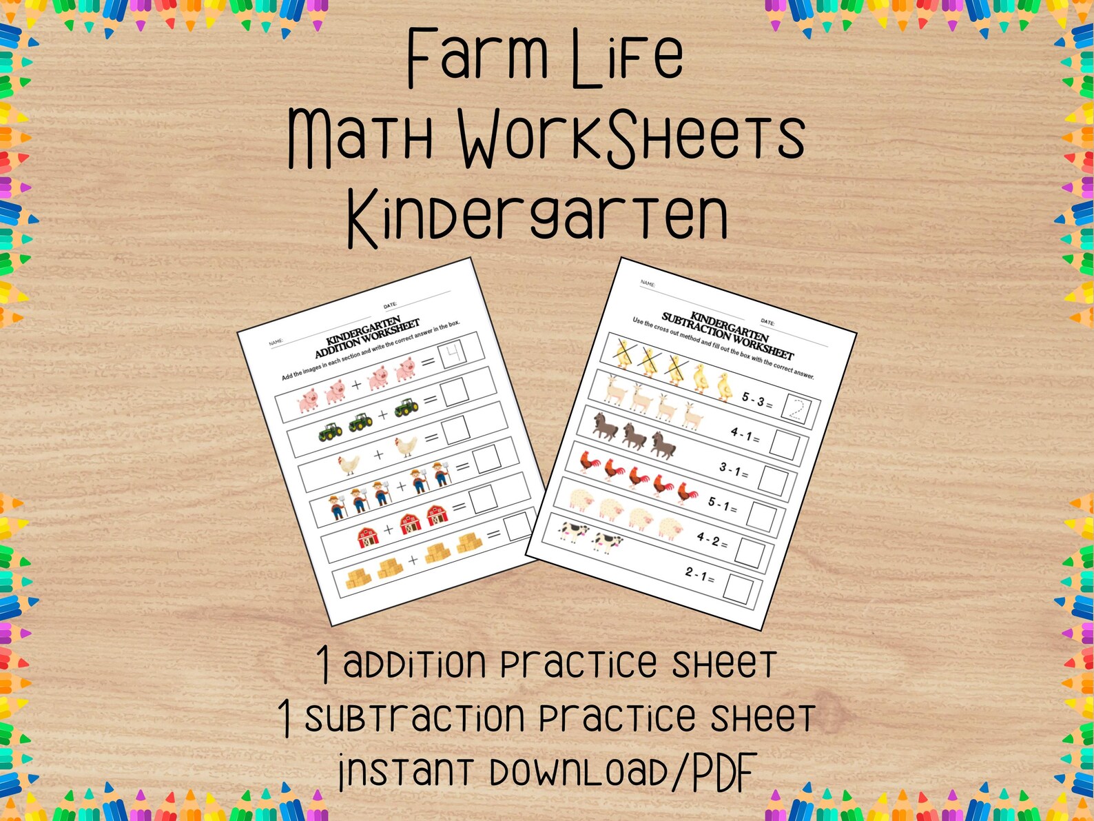 Elementary Math Work Sheets * Kindergarten Math * Subtraction ...