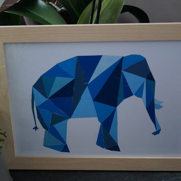 Geometric shape elephant poster