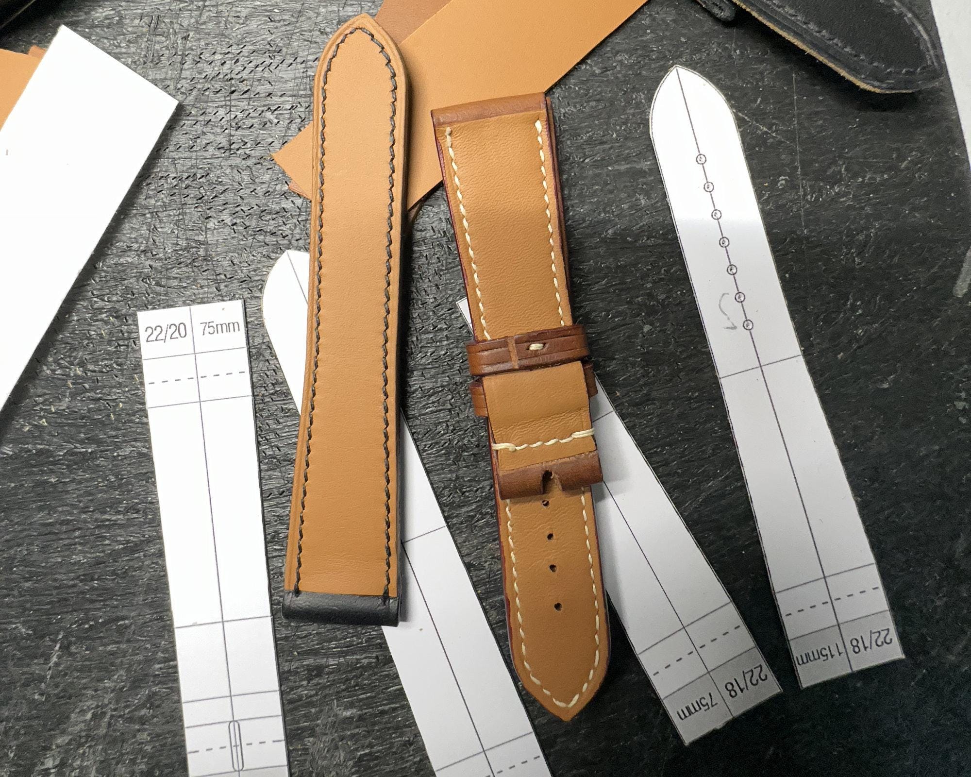 24mm Leather Watch Strap Template, Printable DIY Band Patterns (PDF A4 ...