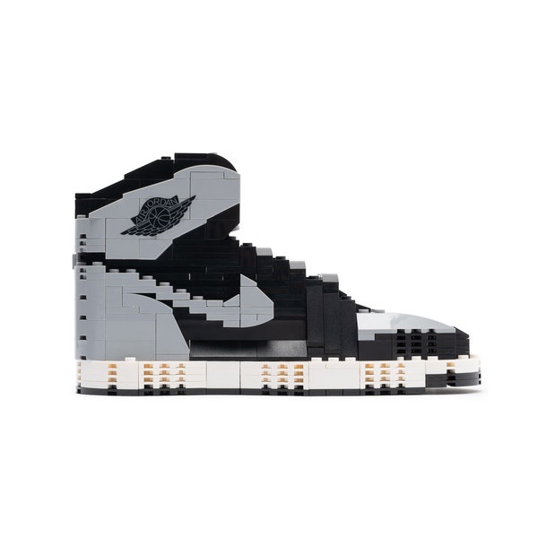 AJ1 Schatten Schwarz Grau Handgefertigte Bausteine Turnschuhe Kickbricks