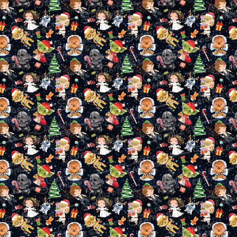 Star Wars Seamless Pattern Christmas Seamless Yoda Seamless Etsy