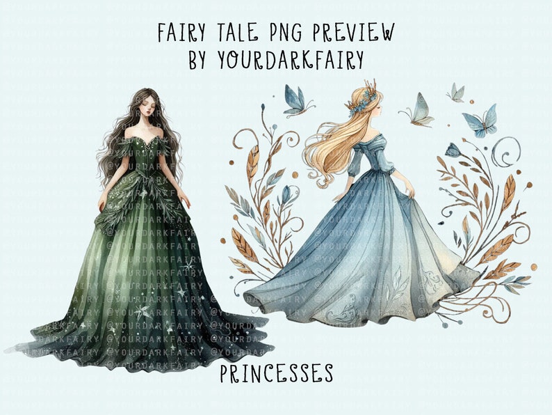 Fairy Tale Watercolor Clipart PNG Bundle - 16 Large Fairytale ...