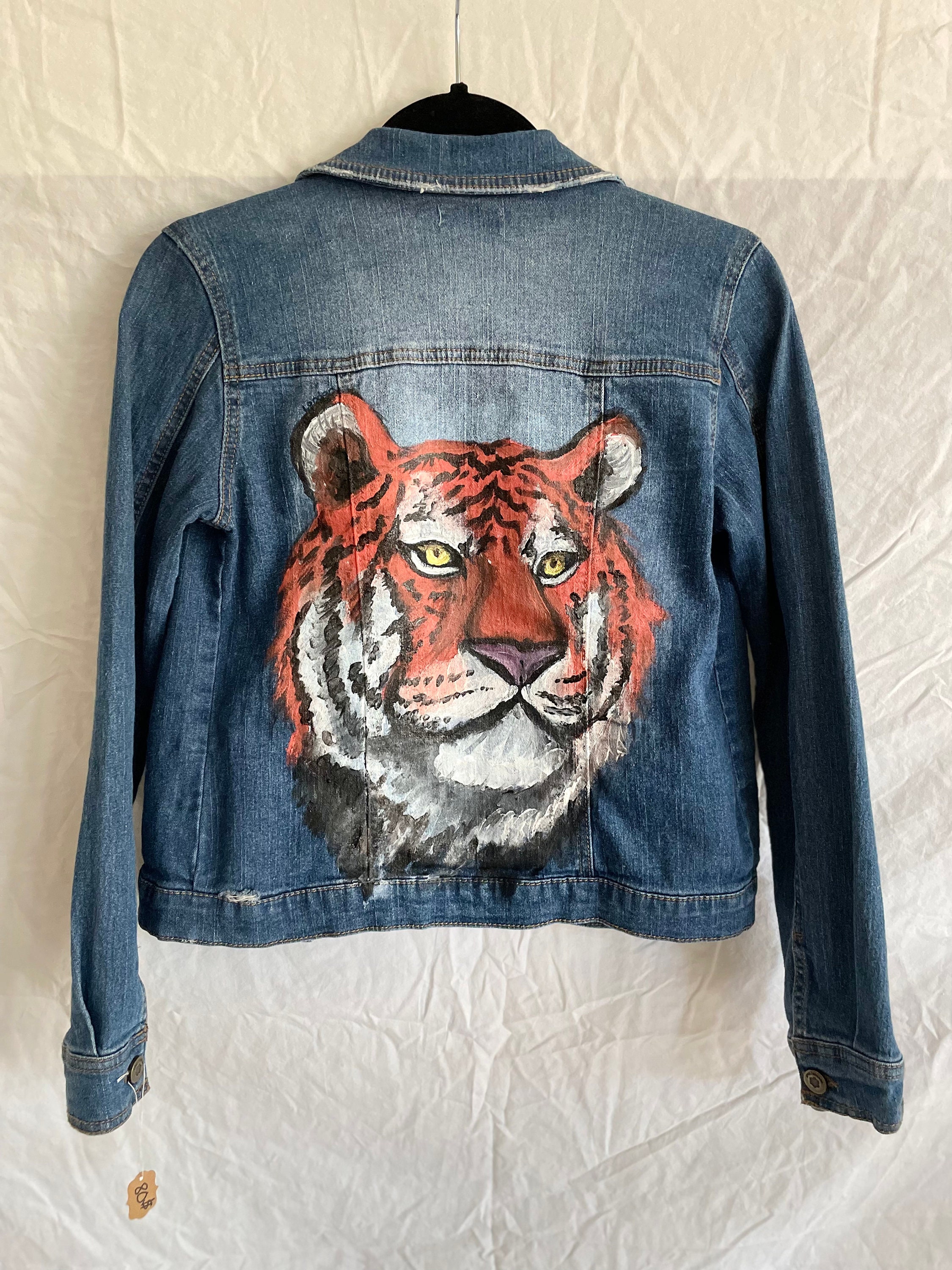 Large Iron on Patches for Jackets, Large Blue Tiger Patch, Iron-on