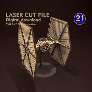 Galaxy Fighter Fortgeschrittene 3D Laser Cut Datei | Holz-Raumschiff Modell | SVG DXF Digitaler Download