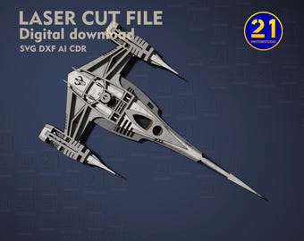 Vaisseau spatial Mando N1 | Fichier découpé au laser 5 couches | Inspiré des fans