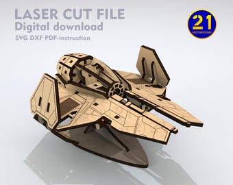 Jedi Starfighter modèle 3D SVG : fichier découpé au laser inspiré de Star Wars