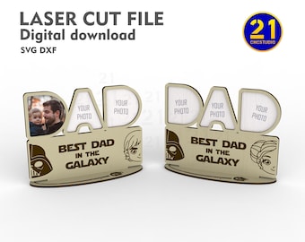 Papa Galaxy cadre photo fichier découpé au laser (téléchargement numérique SVG DXF