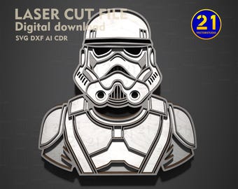 Fichier de découpe laser multicouche Stormtrooper | 5 couches | Téléchargement numérique SVG DXF