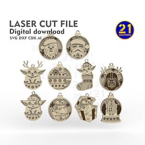 Christmas Ornaments Star Wars | 2-Layers Laser Cut File | Fan Inspired | Digital Download