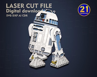 Fichier découpé au laser en couches R2-D2 | 4 couches | Téléchargement numérique SVG DXF