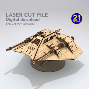 Snowspeeder + N1 - Modelo 3D cortado con láser SVGDXF: nave de ciencia ficción de madera estilo StarWars