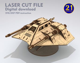 Modèle Snowspeeder découpé au laser SVG DXF (téléchargement numérique)