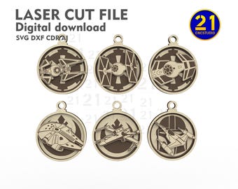 Ornements de vaisseau spatial Star Wars : fichiers découpés au laser (téléchargement numérique)