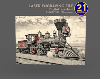 Fichier de gravure laser du train Jupiter : locomotive à vapeur vintage (téléchargement numérique)