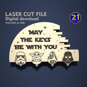 Portachiavi "Che le chiavi siano con te" / File tagliato al laser ispirato a Star Wars / Download digitale