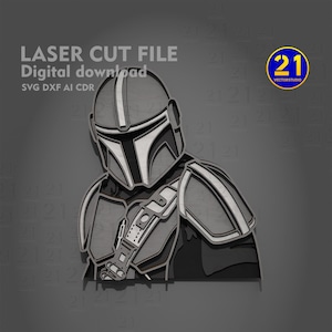 Mandalorian Multilayer Laser Cut Datei | 5 Schichten | SVG DXF Digitaler Download