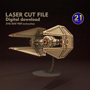 Galaxy Interceptor 3D lasergesneden model | Sci-Fi Starfighter | Digitale download (SVG, DXF)