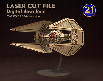 Galaxy Interceptor 3D Laser Cut Model | Sci-Fi Starfighter | Digital Download (SVG, DXF)