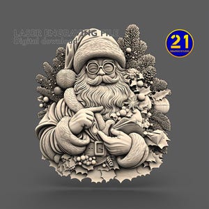 Weihnachtsmann SVG PNG | 3D Lasergravurdatei | Weihnachtsdeko Digitaler Download