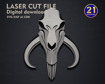 Fichier de découpe laser multicouche crâne de mythosaure | 5 couches | Téléchargement numérique SVG DXF