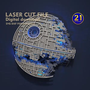 Todesstern Laser Cut Dateien | 5 Lagen | Star Wars inspiriert | Digitaler Download