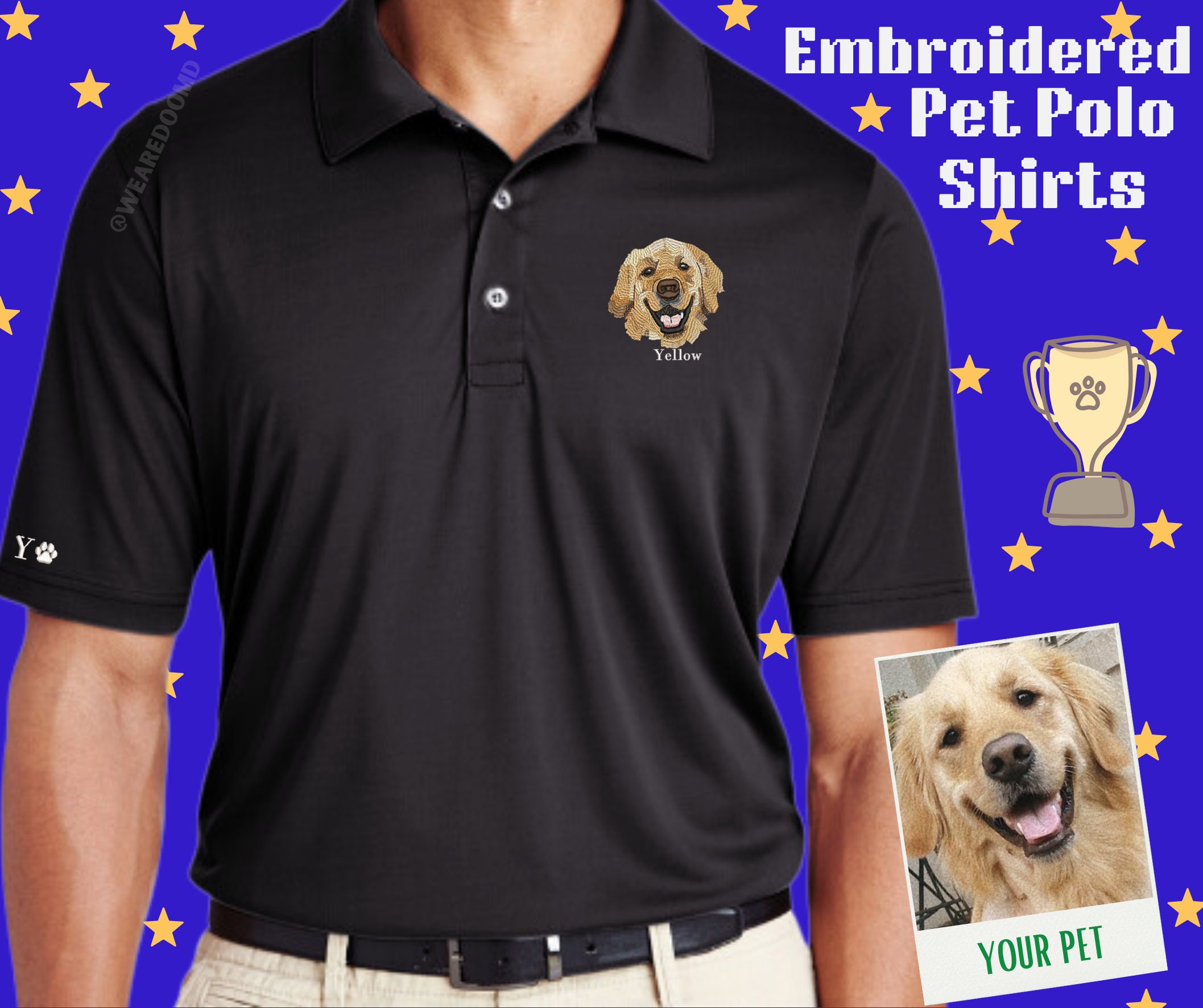 Embroidered Dog Polo - Etsy