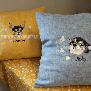 Embroidered Pet Pillow, Custom Pet Embroidery, Pet Memorial Gift, Housewarming Gift, Personalized Pet Portrait