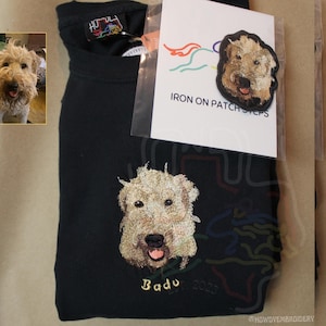 Pet Embroidery Cotton Long Sleeve T-Shirt, Custom Pet Portrait, Comfort Colors Personalized Pet