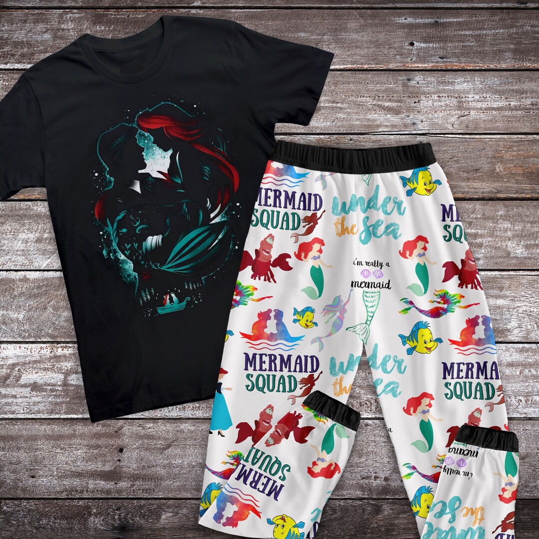 The Little Mermaid Pajamas Set the Little Mermaid Holiday Etsy