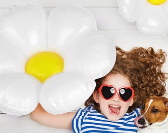 Set mit ZWEI Riesen-Gänseblümchen-Ballons | Ballon-Girlanden-Kit | Gänseblümchenfolie Mylar | Boho Gänseblümchen | Gänseblümchen-Geburtstag | Gänseblümchen-Babyparty