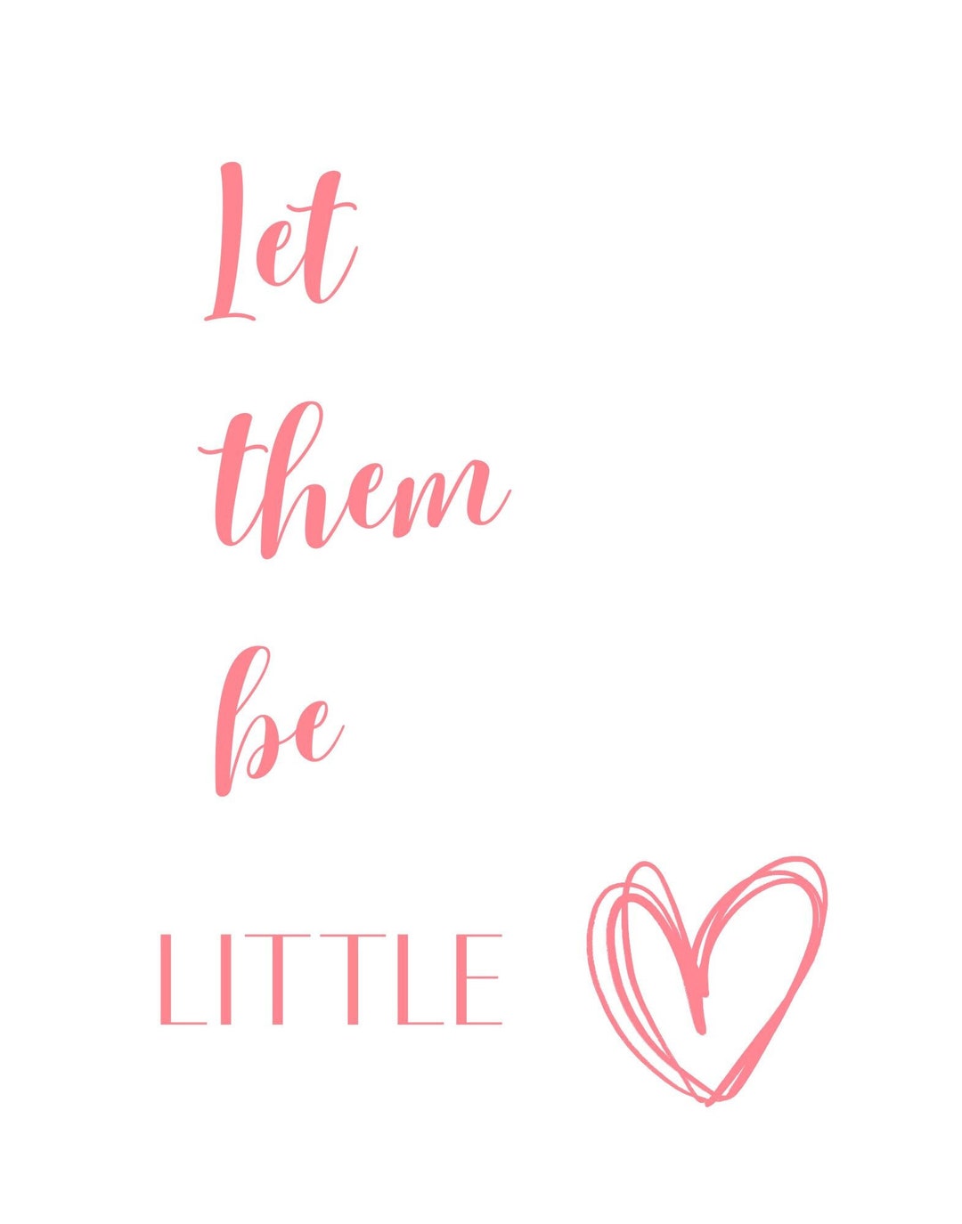 Let Them Be Little Girl Wall Art Pink Kids Decor Etsy