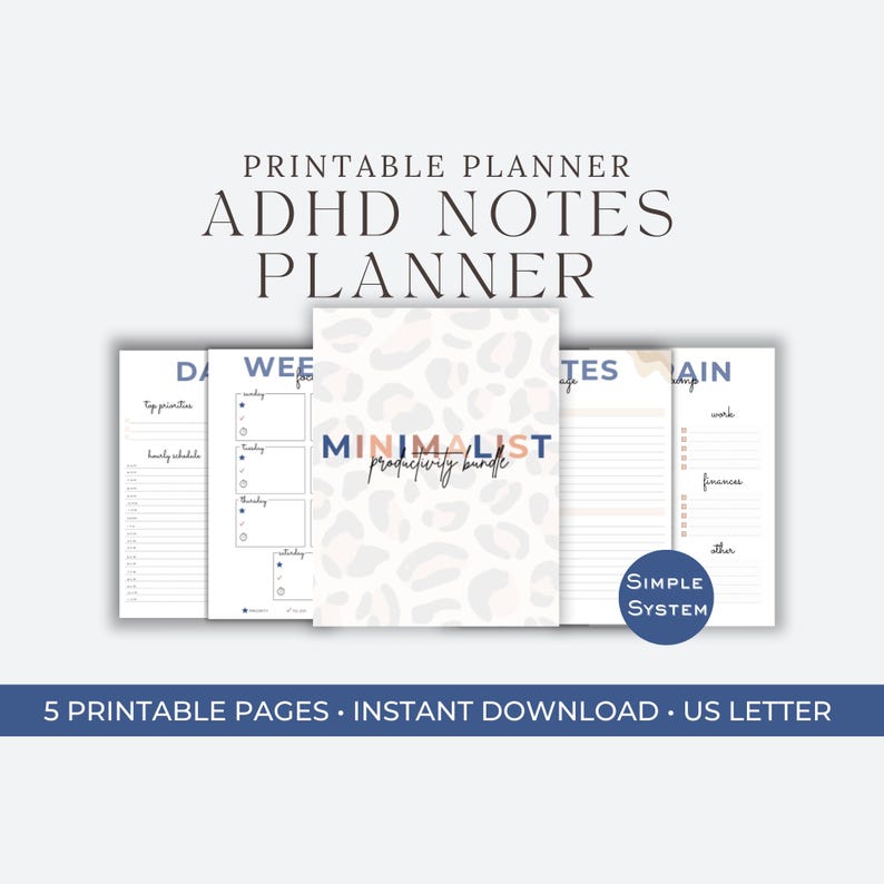 ADHD Notes Planner Printable | Brain Organizer for Overwhelmed Moms ...