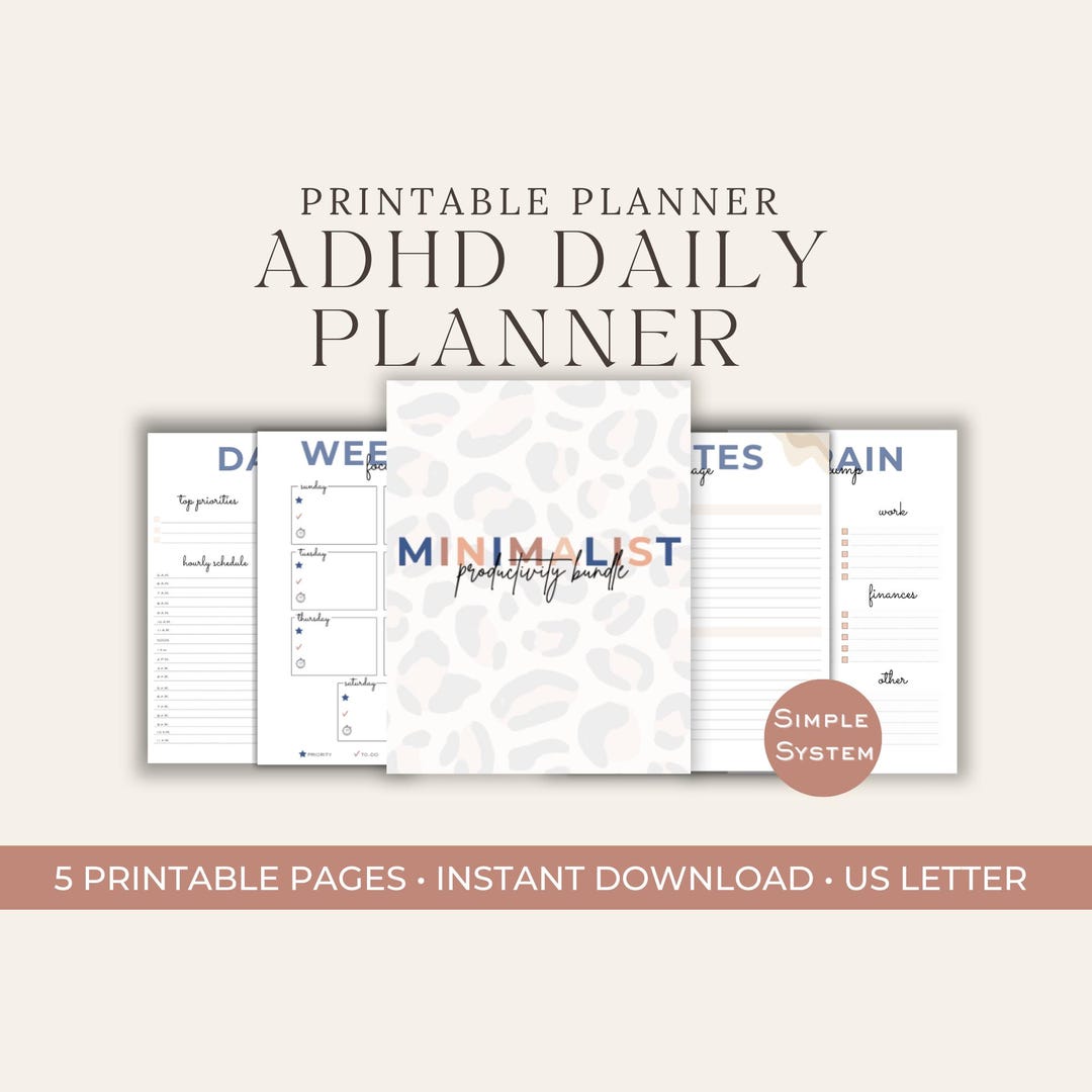 ADHD Daily Planner Printable | Overwhelmed Mom Daily Planner | Simple ...