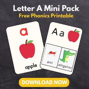 Mini paquet lettre A | Phonics gratuit à imprimer | Exemple d'activité de lecture précoce pour les enfants