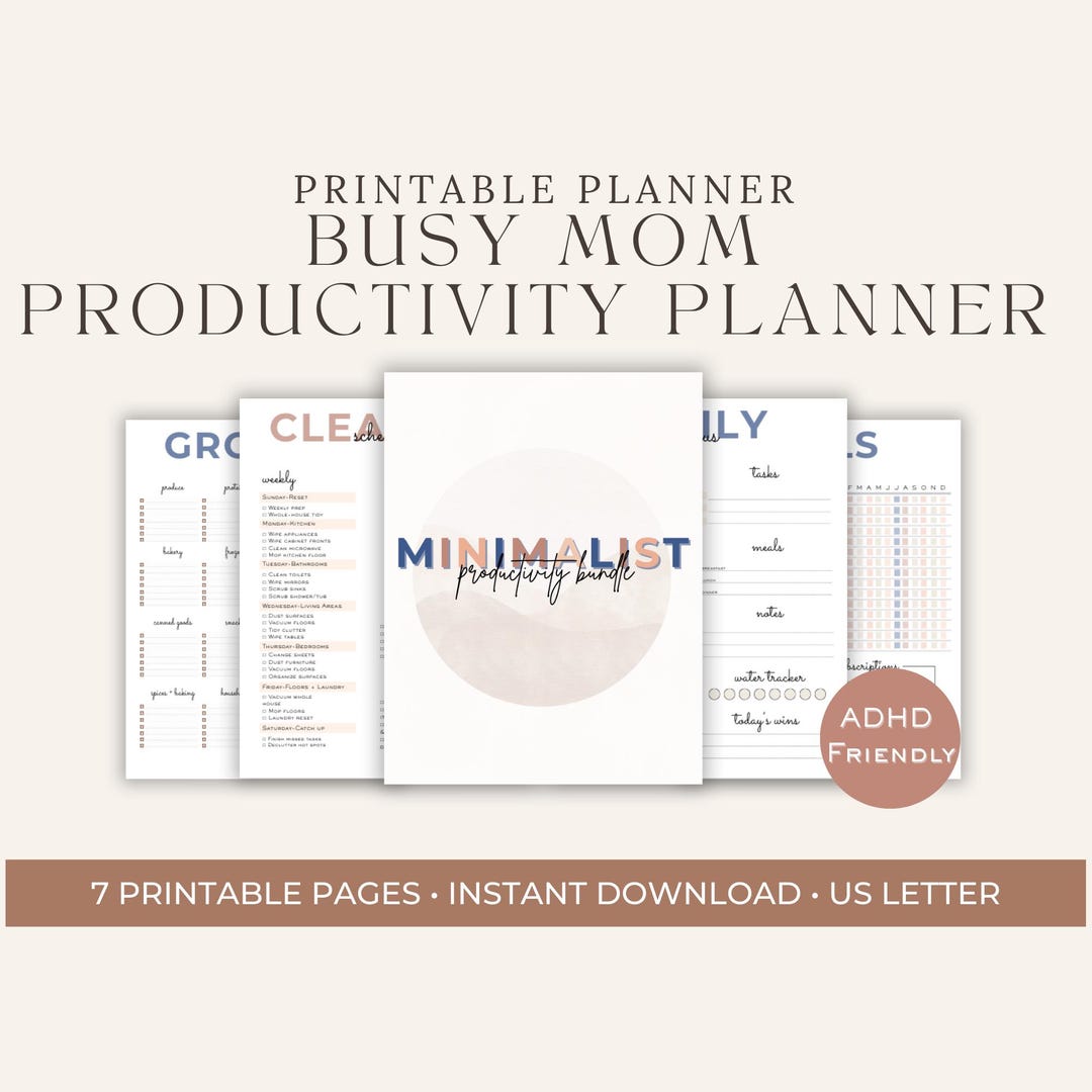 Busy Mom Productivity Planner Printable | Daily Weekly Monthly Planner ...