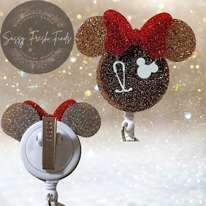 Mouse ears badge reel, healthcare, nurse, medical assistant, RN, badge buddy, sale, badge holder, Disneyworld, Minnie Mouse ears